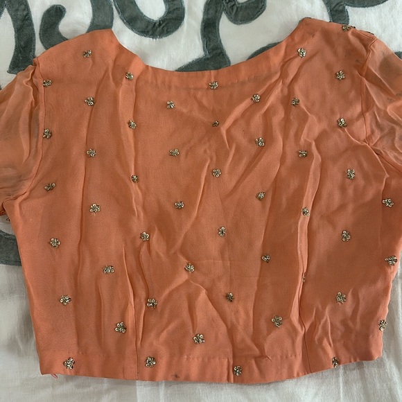 CUSTOM INDIAN PEACH LEHENGA SET - Picture 8 of 14